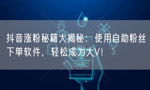 抖音涨粉秘籍大揭秘：使用自助粉丝下单软件，轻松成为大V！