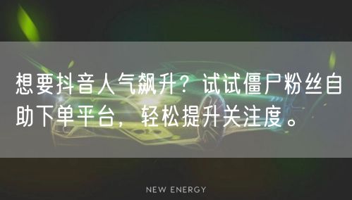 想要抖音人气飙升?试试僵尸粉丝自助下单平台,轻松提升关注度。