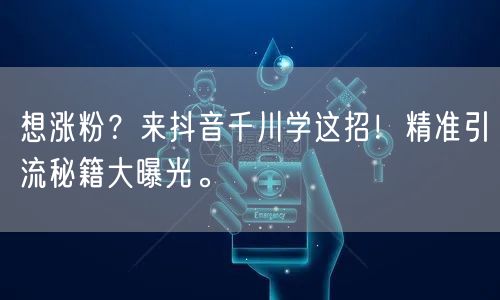 想涨粉？来抖音千川学这招！精准引流秘籍大曝光。